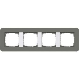 0214413	 Рамка с белой подложкой E3 Темно-серый / Белый 4-постовая Gira