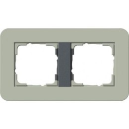 0212425	 Рамка с антрацитовой подложкой E3 Серо-зеленый / Антрацит 2-постовая Gira