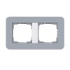 0212414	 Рамка с белой подложкой E3 Серо-голубой / Белый 2-постовая Gira