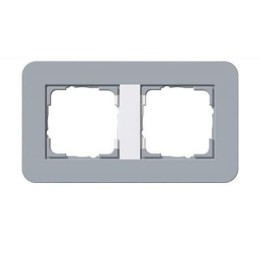 0212414	 Рамка с белой подложкой E3 Серо-голубой / Белый 2-постовая Gira