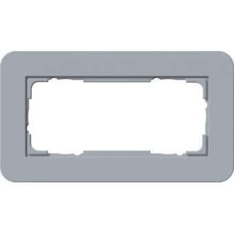 1002414	 Рамка с белой подложкой без перегородки E3 Серо-голубой / Белый 2-постовая Gira