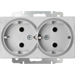 WL09-SKG-02-IP20 Розетка двойная с заземлением (серебряный рифленый) Antik Werkel a041867