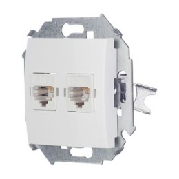 1591593-030 Розетка компьютерная двойная RJ45 кат.5е, Systimax, белый Simon 15