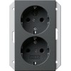 273528 Двойная розетка с заземляющими контактами для 1,5-местной коробки скрытого монтажа с защитой от детей Антрацит Gira
