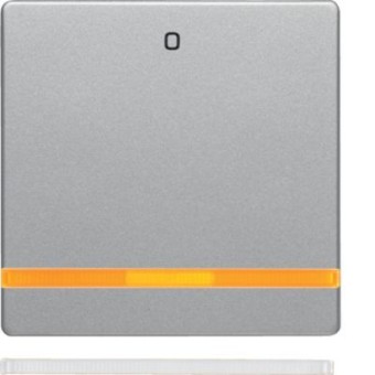16246084 Клавиша с оранжевой линзой и оттиском «0», Q.1/Q.3, цвет: алюминиевый, с эффектом бархата Berker
