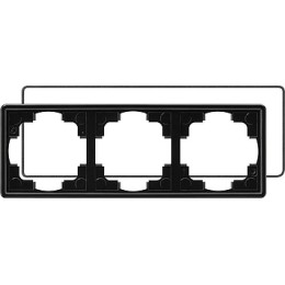 025347 Рамка с уплотнительной вставкой S-color Черный 3-постовая Gira