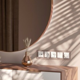 W0051142 Рамка на 5 постов (латте,стекло) Favorit Werkel a058822