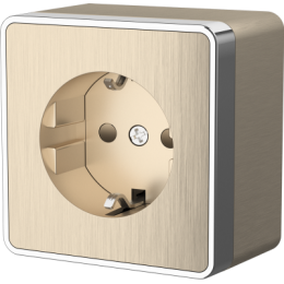 WL15-02-02 Розетка с заземлением и шторками Gallant (шампань рифленый) Gallant Werkel a041417