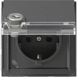 044767 Розетка с запирающейся на ключ крышкой (выбранные замыкания) Антрацит Gira TX44