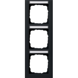 110309 Рамка установочная с полем для надписи E2 Черный матовый 3-постовая Gira