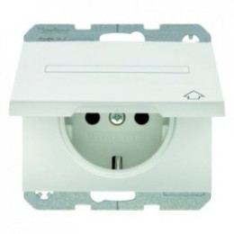 47527209 Штепсельная розетка SCHUKO с откидной крышкой и полем для надписи цвет: полярная белизна, с блеском K.1 Berker