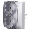 1590459-033 Розетка двойная с заземлением Schuko, 16А 250В, винтовой зажим, алюминий Simon 15