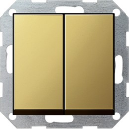 0125604 Двухклавишный выключатель с самовозвратом 10А/250В в сборе Латунь Gira