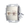 1591590-034 Розетка телефонная + компьютерная RJ11+RJ45 кат.5е, Systimax, шампань Simon 15