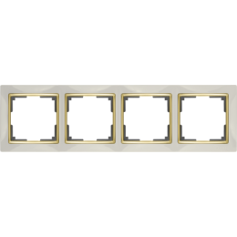 WL03-Frame-04-ivory-GD Рамка на 4 поста (слоновая кость/золото) Snabb Werkel a035250
