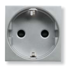 N2288 PL Розетка SCHUKO с заземлением, со шторками, 16А / 250В, серия Zenit, цвет серебристый, ABB