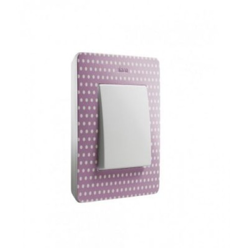 8200610-213 Рамка декоративная, 1 пост, Simon 82 Detail Original, розовый в белый горошек-белый