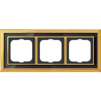 1723-835-500 Рамка Dynasty Латунь полированная черное стекло 3-постовая ABB