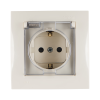 1590450-031 Розетка с заземлением Schuko со шторками, с крышкой, IP44, 16А 250В, винтовой зажим, слоновая кость Simon 15