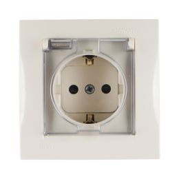 1590450-031 Розетка с заземлением Schuko со шторками, с крышкой, IP44, 16А 250В, винтовой зажим, слоновая кость Simon 15