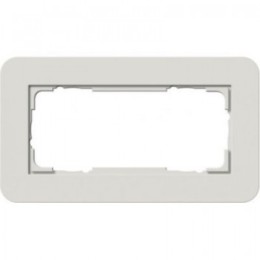 1002411	 Рамка с белой подложкой без перегородки E3 Светло-серый / Белый 2-постовая Gira
