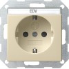 045701 Розетка с заземляющими контактами и полем для надписи Кремовый Gira