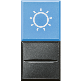 HS4038LA/230 Axolute Кнопка AXIAL с рассеивателем и символом, 1Р, голубой с символом "лампа", 230 и 127 В~,10 А Bticino