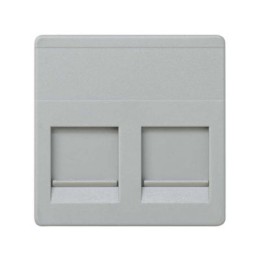 27486-37 Адаптер со шторками на 2 коннектора AMP (UTP, FTP, RJ12), широкий модуль, Simon 27, серый