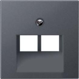 EP569-2BFPLUAAN EcoProfi Накладка для телефонной/компьютерной розетки ECO profi, цвет - антрацит, двойная Jung