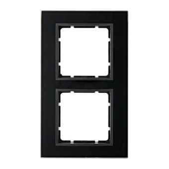 10126616 Рамка B.7 Черное стекло 2-постовая вертикальная Berker