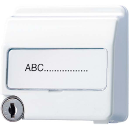 CD554SLKLWW Крышка пружинная для штепсельных розеток с замком, фиксатором и полем для надписи 23х29 мм белая Jung