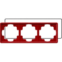 025343 Рамка с уплотнительной вставкой S-color Красный 3-постовая Gira