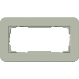 1002412	 Рамка с белой подложкой без перегородки E3 Серый / Белый 2-постовая Gira