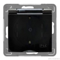 Ospel Impresja Антрацит Розетка 1-ая с/з IP44 с крышкой Schuko, без рамки GPH-1YS/m/50/d Ospel Impresja Антрацит Розетка 1-ая с/з IP44 с крышкой Schuko, без рамки GPH-1YS/m/50/d