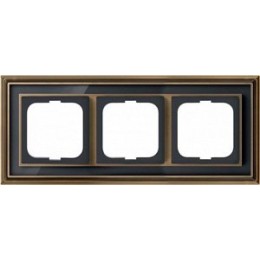 1723-845-500 Рамка Dynasty Латунь античная черное стекло 3-постовая ABB