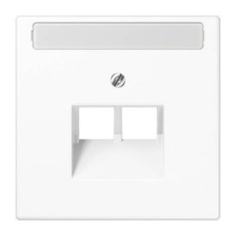 LS969-2NAUAWW LS 990 Белый Накладка 2-ой наклонной ТЛФ/комп розетки с полем для надписи Jung LS серия