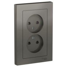 ATN000922 Atlasdesign Розетка двойная без заземления со шторками,16А, в сборе, Сталь Schneider Electric