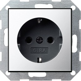 0188605 Розетка с заземляющими контактами 16А/250В Хром Gira