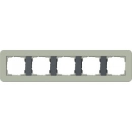 0215425	 Рамка с антрацитовой подложкой E3 Серо-зеленый / Антрацит 5-постовая Gira