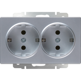 WL06-SKG-02-IP20 Розетка двойная с заземлением (серебряный) Antik Werkel a040289