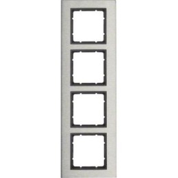 10143606 Рамка B.7 Нержавеющая сталь 4-постовая вертикальная Berker