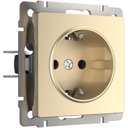 WL11-SKGS-01-IP44 Розетка с заземлением и шторками (шампань) Antik Werkel a040913