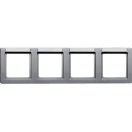 10246014 Рамка с полем для надписей Q.1 Алюминий с эффектом бархата 4-постовая Berker