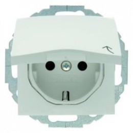 47448989 Штепсельная розетка SCHUKO с откидной крышкой цвет: полярная белизна, с блеском S.1/B.3/B.7 Glas Berker