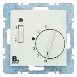 20308982 Регулятор температуры помещения с размыкающим контактом, центральной панелью, одноклавишным выключателем и светодиодом цвет: белый, с блеском S.1 Berker