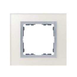 82917-62 Рамка декоративная, 1 пост, Simon 82 Nature, Стекло, серебро-алюминий