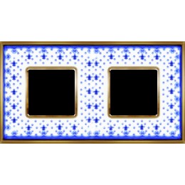 FD01342AZOB Рамка Vintage Porcelain Blue LYS / Золото 2-постовая Fede