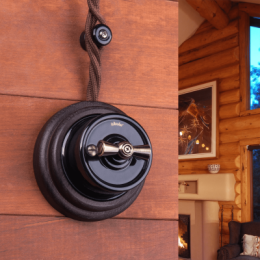 WL18-01-05 Выключатель на 4 положения двухклавишный (коричневый) Ретро Favorit Runda Werkel a036802