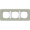 0213415	 Рамка с белой подложкой E3 Серо-зеленый / Белый 3-постовая Gira