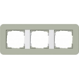 0213415	 Рамка с белой подложкой E3 Серо-зеленый / Белый 3-постовая Gira